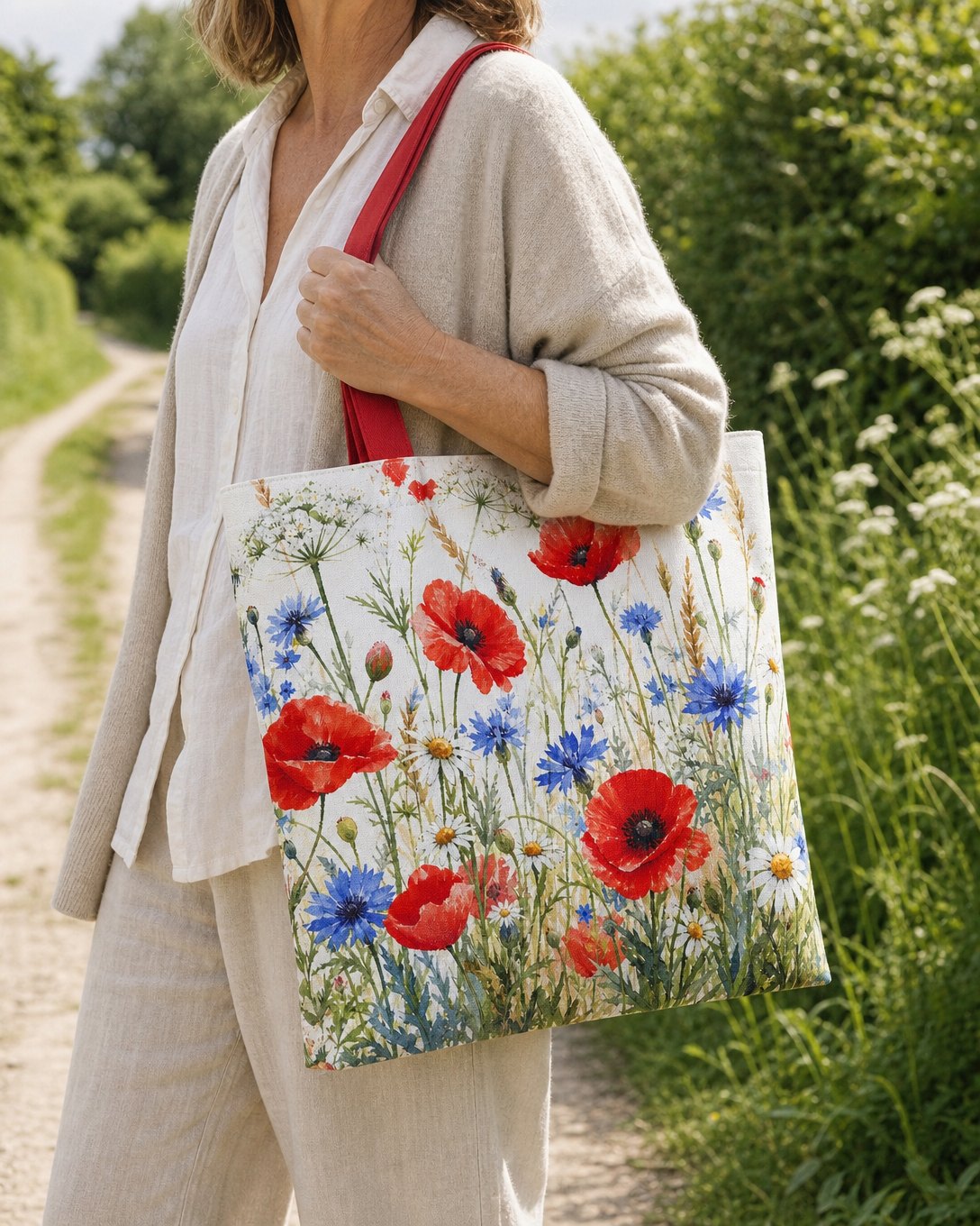 Poppy Verge Tote Bag, image 5