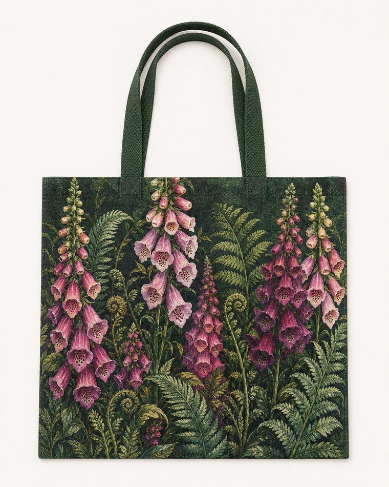 The Foxglove Dell printed canvas tote