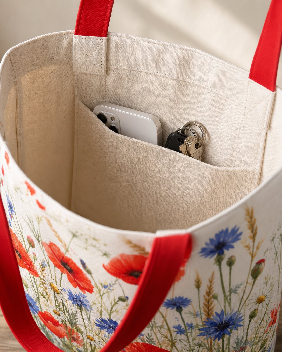Poppy Verge Tote Bag, image 4