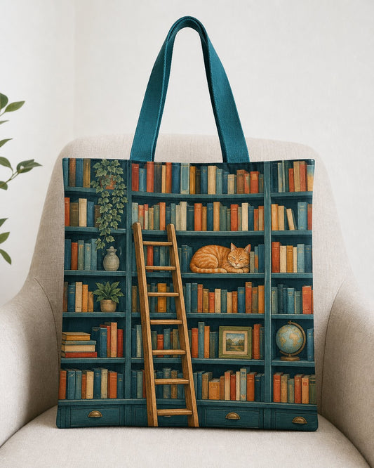 Library Cat Tote Bag, image 1