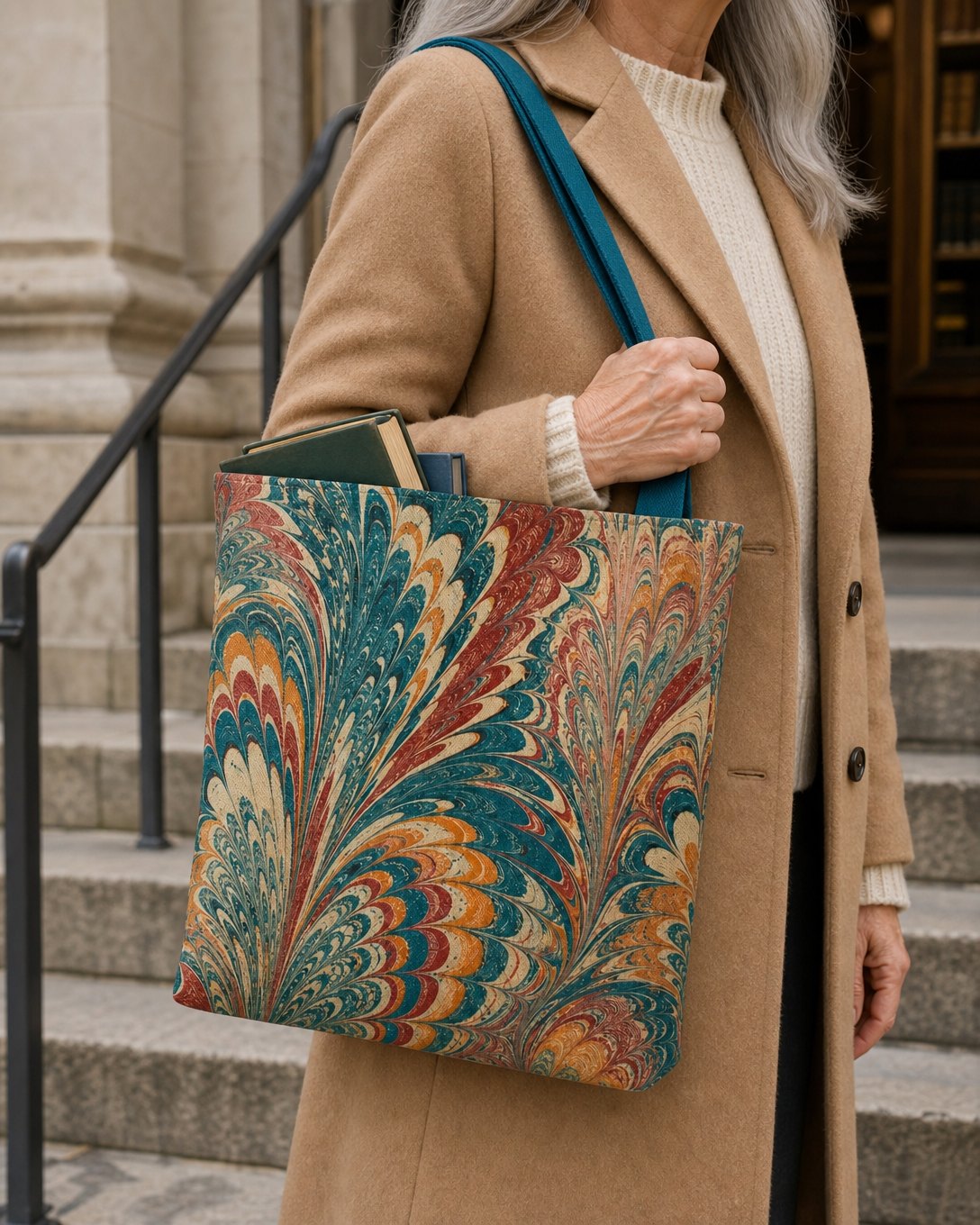 Marbled Endpaper Tote Bag, image 5