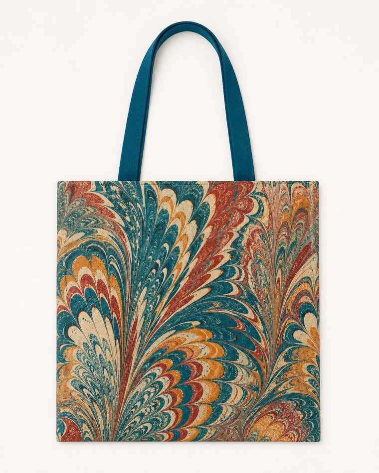 The Marbled Endpaper printed canvas tote