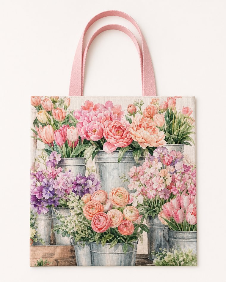 The Flower Stall printed canvas tote