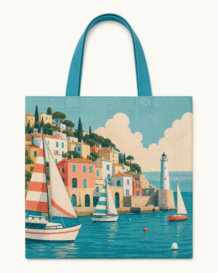 The Harbour Village printed canvas tote